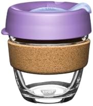 KeepCup Brew Cork, Reusable Glass Tumbler with Natural Cork, Short Coffee Cup 8oz / 227ml - Moonlight