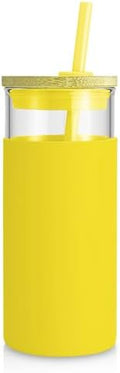 Tronco 20 oz Glass Tumbler with Lids and Straws, Reusable Iced Coffee Cups