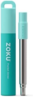 Zoku Reusable Metal Straw with Case, Collapsible Travel Straw - Teal