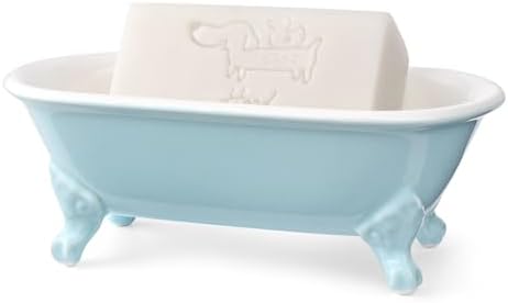 6.5" Mini Clawfoot Bathtub Soap Dish,Bar Soap Holder,Baby Blue