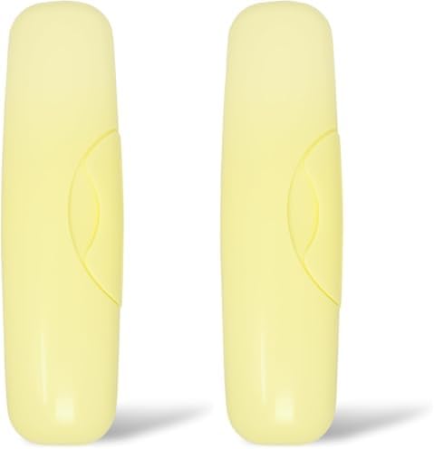 RADIUS Toothbrush Travel Case for Big Brush/Original/Scuba Brushes, BPA-Free Recycled Plastic, Portable for Bathroom, School, Home, Camping - Lemon Yellow (Pack of 2)
