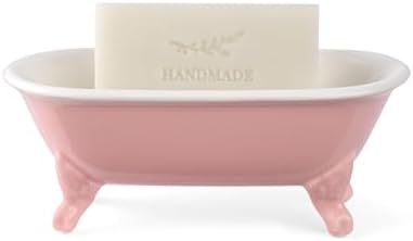 6.5" Ceramic Mini Clawfoot Bathtub Soap Dish,Bar Soap Holder,Rose