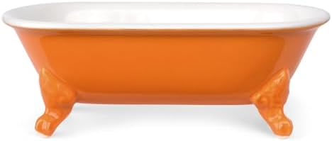 6.5" Mini Clawfoot Bathtub Soap Dish,Bar Soap Holder,Tangerine