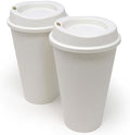Rolling Sands USA Made 16 oz Reusable Coffee Cups with Lids 2 Pk, To Go Travel Cups, Hot or Cold Drinks, Dishwasher and Microwave Safe, White