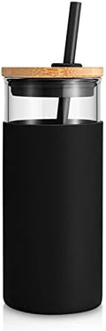 Tronco 20 oz Glass Tumbler with Lids and Straws, Reusable Iced Coffee Cups
