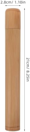 Bamboo Toothbrush Case Portable Travel Holder Round Tube Toothbrush Storage Box Lightweight for Hiking Camping Fits Standard Size Toothbrushes 2 Pack