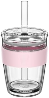 KeepCup Cold Cup - Longplay Double wall Glass Ice Coffee Tumbler with Lid and Straw - 12oz (340ml) - Pashmak