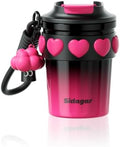 12 oz Insulated Coffee Tumbler with Lid, Cute Travel Mug, Black