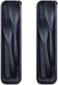 2Pack Black Wheat Straw Utensils, BPA Free Fork Spoon Knife with Case