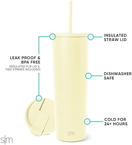 Simple Modern Iced Coffee Tumbler, Insulated | 28oz | Yellow