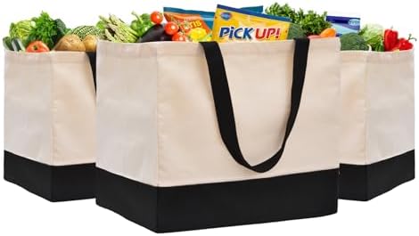 Extra Large Canvas Tote Bag with Pockets, Reusable Grocery Bags Heavy Duty