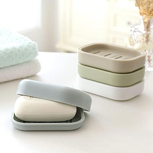 4 Pack Plastic Soap Dish, Soap Container, Double Layer Draining Soap Holder for Shower, Bathroom or Kitchen, C-0060