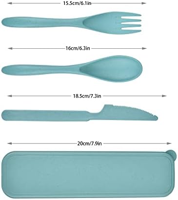 4 Sets Travel Utensils with Case, Reusable Cutlery Set for Lunch Box