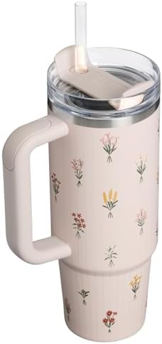 STANLEY Quencher H2.0 Flow State Tumbler, 30 oz, Rose Quartz Bouquets