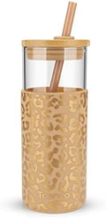 Tronco 20 oz Glass Tumbler with Lids and Straws, Reusable Iced Coffee Cups