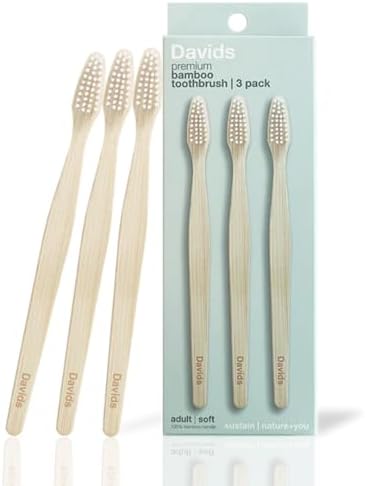 Davids Bamboo Soft Bristle Toothbrush Eco-Friendly BPA Free 3 Pack