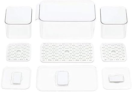 Slideep Fridge Produce Saver Food Storage Bin Containers, Stackable Refrigerator Freezer Organizer Bins with Removable Drain Tray, Fridge Fresh Keeper for Veggie, Berry, Fruits, Vegetables 6 Pack