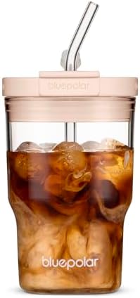 Glass Cups with Lids and Straws,16oz/480mll Reusable Iced Coffee Glasses & Juice Bottles,Cold Brew Tumblers with Leakproof Lids,BPA-Free Glass Jars for Juicing,Matcha,Flower Tea,Smoothie (Pink)