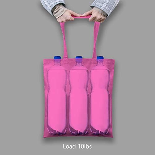 TOPDesign 24-Pack Economical 16"x15" Pink Cotton Tote Bag, Lightweight Medium Reusable Grocery Shopping Cloth Bags, Suitable for DIY, Advertising, Promotion, Gift, Activity