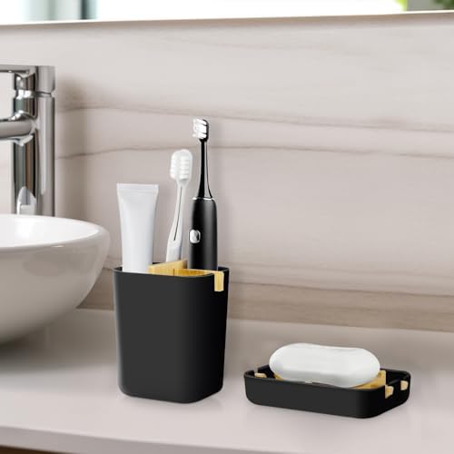 Toothbrush Holders and Soap Holder Set, Bathroom Accessories Countertop