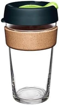 KeepCup Brew Cork, Reusable Glass Tumbler with Natural Cork, Grande Coffee Cup 16oz / 454ml - Deep