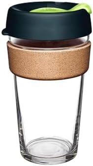 KeepCup Brew Cork, Reusable Glass Tumbler with Natural Cork, Grande Coffee Cup 16oz / 454ml - Deep