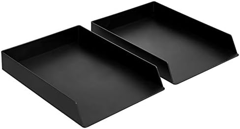 Amazon Basics Rectangular Plastic Desk Organizer, letter size Tray, 2-Pack, 9.7 x 2.2 x 13 inches, Black