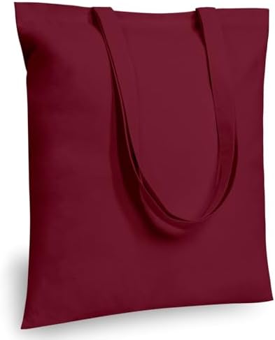 TOPDesign 6-Pack Economical 16"x15" Burgundy Cotton Tote Bags, Lightweight Medium Reusable Grocery Shopping Cloth Bags, Suitable for DIY, Advertising, Promotion, Gift, Activity