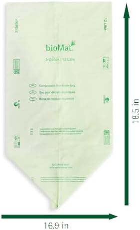 bioMat 3 Gallon Compostable Food Scrap Bags, 125 Count