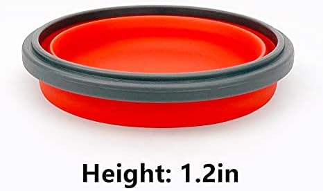 CCyanzi 3piece Round Collapsible Bowl with Lids, Silicone Food Storage Containers, Microwave & Freezer Safe, Space Saving for Kitchen Cabinet and Camping Backpack,(Red Gray)