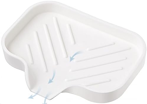 Silicone Soap Dish & Tray - Self Draining, Durable Rubber with Drainage - Kitchen & Shower Soap Holder