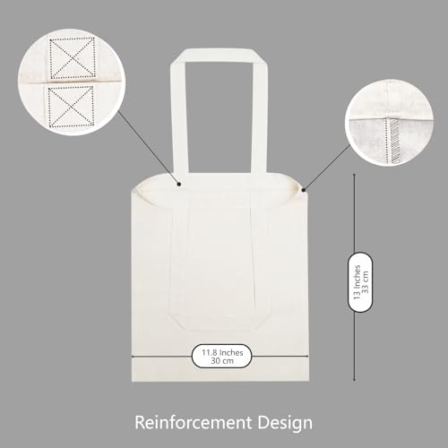 TOPDesign 10-Pack Economical 11.8"x13" Cotton Tote Bags, Lightweight Small Reusable Grocery Shopping Cloth Bags, Suitable for DIY, Advertising, Promotion, Gift, Activity