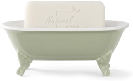 6.5" Mini Clawfoot Bathtub Soap Dish,Bar Soap Holder,Seige Green