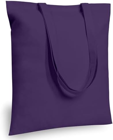 TOPDesign 12-Pack Economical 16"x15" Deep Purple Cotton Tote Bags, Lightweight Medium Reusable Grocery Shopping Cloth Bags, Suitable for DIY, Advertising, Promotion, Gift, Activity