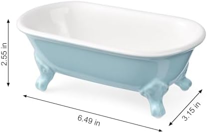 6.5" Mini Clawfoot Bathtub Soap Dish,Bar Soap Holder,Baby Blue