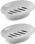 WYOK 2-Pack Soap Dish Plastic Soap Holder with Drainage for Shower (Grey)