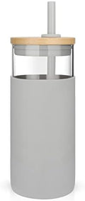 Tronco 20 oz Glass Tumbler with Lids and Straws, Reusable Iced Coffee Cups