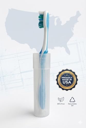 American Comb Toothbrush Holder (Blue,Pink,White,Purple) Made in USA, with Ventilation Holes, for Toothbrush Covers, Toothbrush Holder, Toothbrush Soft, Durable Design, Hygienic Bathroom Accessory