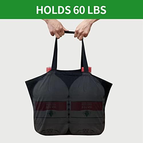 Heavy Duty Canvas Reusable Grocery Bags - 8.3 Gal Foldable Large Tote with Handles, Holds 60 lbs & Washable Eco-friendly Bags with 5 Pockets