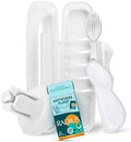 RADIUS Vacation Pastel Bundle, Includes Right Handed Big Brush with Replaceable Head, Toothbrush Travel Case, DOC Toothbrush Holder, Anywhere Travel Floss Packette, White, 4 Piece Bundle