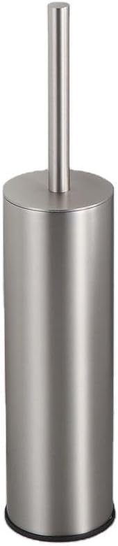 Toilet Brush and Holder Set Brushed Nickel Stainless Steel, 304 Heavy Duty Round Toilet Brush Set – Rust Resistant, Long Handle, Replacement Heads, Floor Standing Bathroom Toilet Cleaning