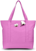 TOPDesign 6-Pack Canvas Tote Bags with an External Pocket, Reusable Grocery Shopping Bags, Top Zipper Closure, Daily Essentials (Light Purple)