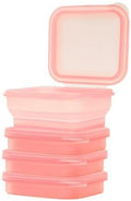 BYOB Collapsible Silicone Food Containers with Attached Lids – Reusable To-Go & Leftover Containers, Platinum Silicone, Leak-Resistant – 4 Pack (Pink)