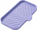 MicoYang Silicone Soap Dish with Drain Spout — Self-Draining Sink Organizer Tray for Bathroom & Kitchen, Sponges, Dispensers & Soap Holder, Non-Slip & Dishwasher Safe, Light Purple (Medium, 9.6"×5.3")