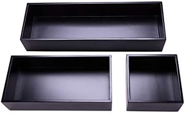 Bamboo Drawer Organizer Box for Office Home Black Orgnizer Boxes Office Organizer Boxes, Black 12"*4"