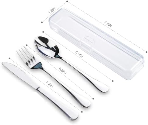 Travel Utensils With Case, Stainless Steel Reusable Portable Utensils Set With Case, Lengnoyp Travel Silverware Set