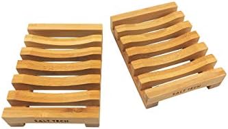 Bamboo Soap Dish, 2pc Rectangular, Light Brown, 3.4 x 4.5 inches, 0.14 pounds, Bathtub