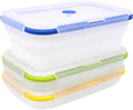 3 Pack Large Translucent Collapsible Silicone Food Storage Containers with Lids, 60.8oz Bento Lunch Boxes, for Kitchen, Office, Camping, Travel, BPA Free