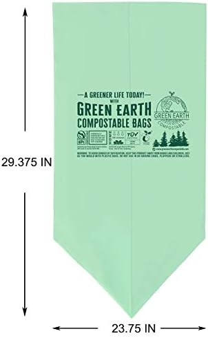 Green Earth Compostable Tall Kitchen Food Scrap Trash Bags, Compost Bin Compatible, 13 Gallon, 49 Liter, 100-Count, Superior Strength 0.9 Mil, ASTM D6400, BPI (US) & OK Compost Home (EU) Certified