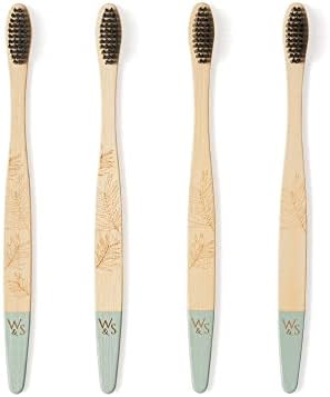 Wild & Stone | Medium Bristle Organic Bamboo Toothbrush | Four Handle Patterns | Medium Fibre Bristles | 100% Biodegradable Handle | Vegan Eco Friendly Bamboo Toothbrushes (Bamboo Green)